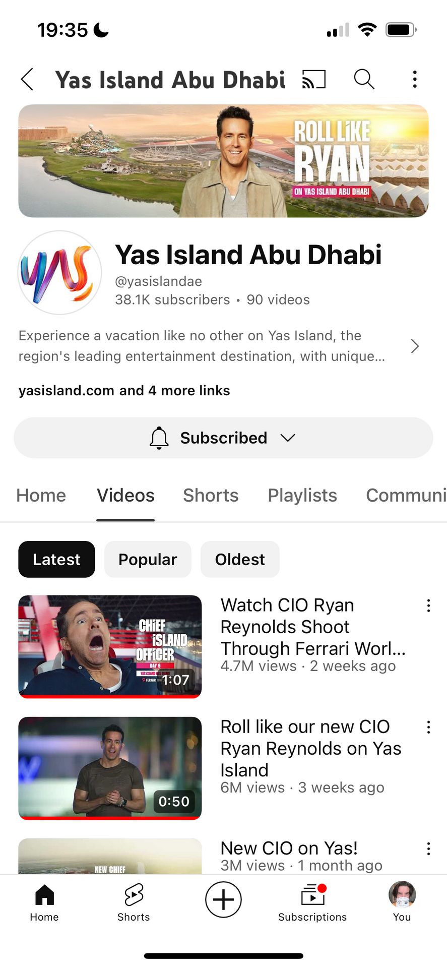 Yas YouTube channel